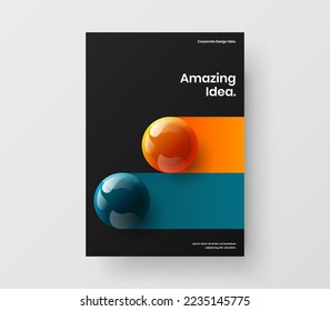 Modern 3D balls flyer layout. Minimalistic company identity A4 design vector template.