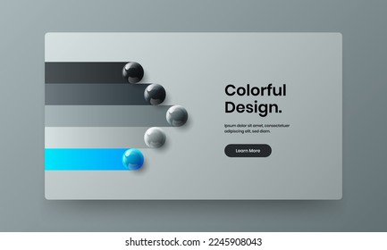 Modern 3D balls landing page template. Original magazine cover vector design illustration.