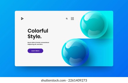 Modern 3D balls leaflet concept. Unique journal cover vector design template.