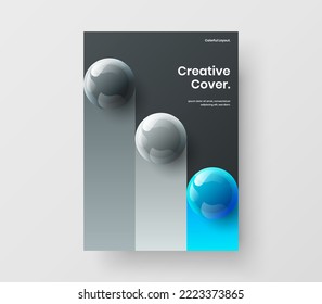 Modern 3D balls placard layout. Geometric corporate brochure A4 vector design template.