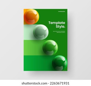 Modern 3D balls poster illustration. Premium cover design vector template.