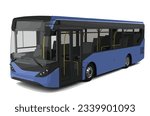 modern 3d blue bus luxury vip first class travel electric zero carbon emition ride tourism tour public route modern art design vector template isolated white background