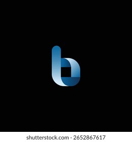 Moderno 3D azul dobrado letra B logotipo com fundo preto. 