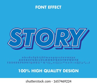 modern 3d blue italic text effect for title, headline, and sticker. full set alphabet, number and symbol.