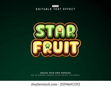 modern 3d bold fancy star fruit golden green game logo style text effect