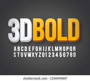 Modern 3d bold font in vector format