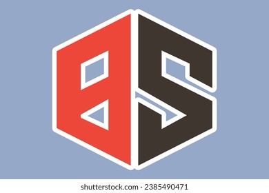 Modern 3D BS Or SB Letter Sticker logo design template. BS letter sticker design icon. Alphabet vector logo template.
