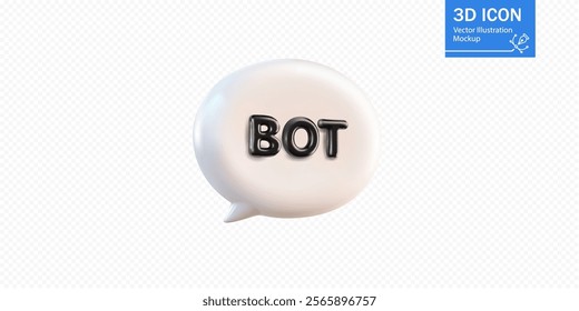 A modern 3D bubble graphic displays the word bot prominently in black letters. The design is minimalistic and features a soft, neutral background, enhancing its visual appeal.