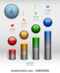 Modern 3D business Infographics elements, Business time, Step up number options, Vector illustration Eps 10