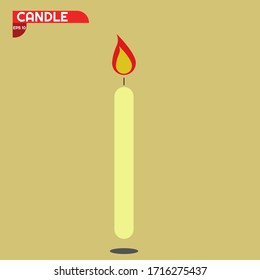 Modern 3d candle for birthdays. holidays, celebretions etc. Fire and wax with elements and details. Flat illustrtation for game. Icon candlelight. Eps 10 vector