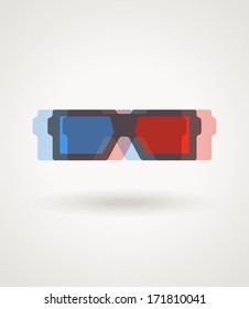 Modern 3d cinema glasses illustration