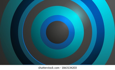 Modern 3D Circle Background Futuristik with Blue and Black Colors Vector Illustration