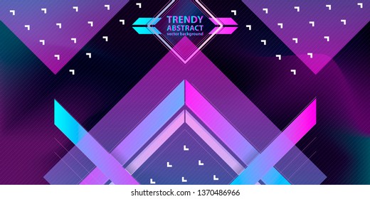 Modern 3d cluster geometric abstract background blue pink hipster banner with a trend gradient business lines and points