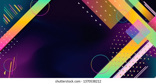 Modern 3d colorful bright geometric abstract background blue pink. Hipster banner with a trend gradient business minimalism