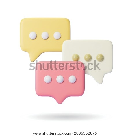 modern 3d conversation icon , 3 chat bubble with pastel color background isolated