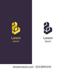 Diseño moderno del logotipo del cubo 3D en variaciones de color amarillo y negro. Ideal para branding, startups tecnológicas e identidad corporativa.