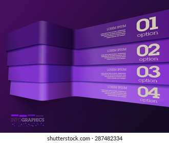 Modern 3D Deep Violet info graphics. Can be used for application or website navigation / UI or web banners. Vector Design Layout / Paper Ribbons