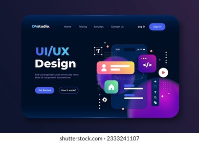 Modern 3d design concept of Ui Design for website and mobile website. Landing page template. Easy to edit and customize. Vector illustration