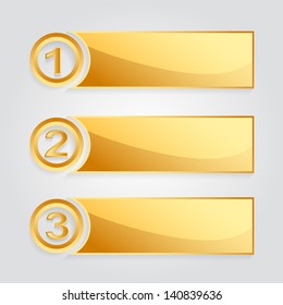 modern 3d effect golden position banner set