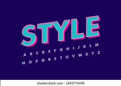 Modern 3D font and alphabet for poster, sticker vector