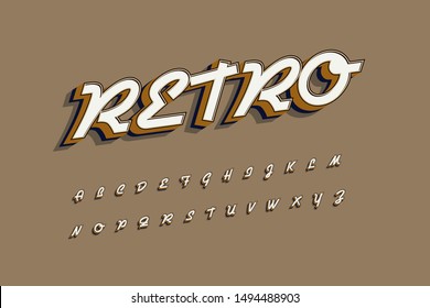 Modern 3D font and alphabet for poster, sticker vector