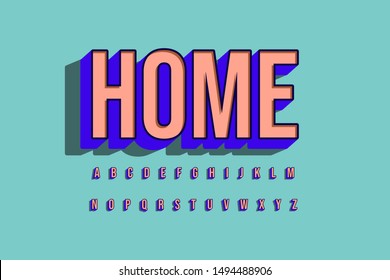 Modern 3D font and alphabet for poster, sticker vector