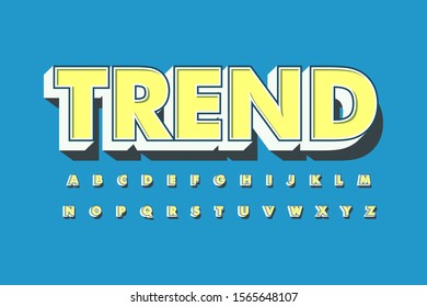 Modern 3D font and alphabet for poster  sticker vector