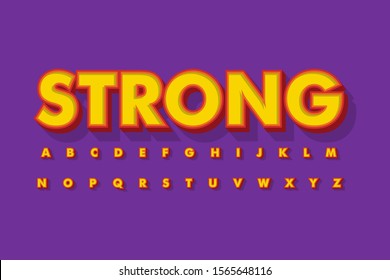 Modern 3D font and alphabet for poster  sticker vector