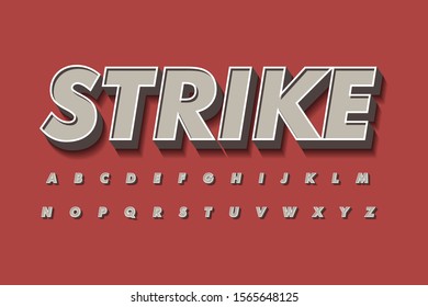 Modern 3D font and alphabet for poster  sticker vector