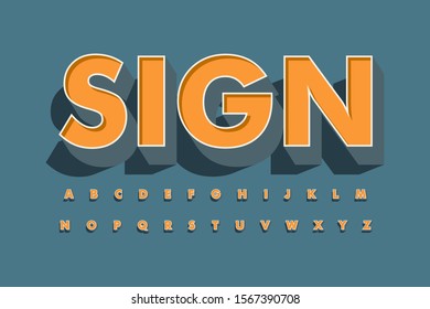Modern 3D font and alphabet for poster  sticker vector