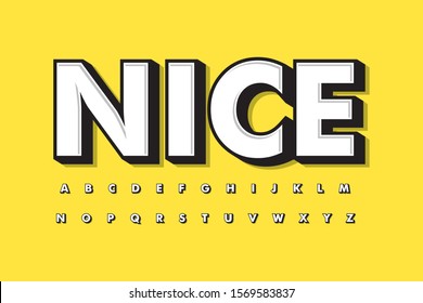 Modern 3D font and alphabet for poster  sticker vector