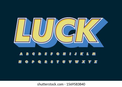 Modern 3D font and alphabet for poster  sticker vector