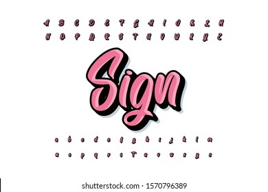 Modern 3D font and alphabet for poster  sticker vector