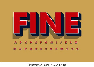 Modern 3D font and alphabet for poster  sticker vector