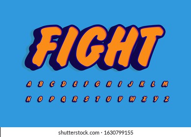Modern 3D font and alphabet for poster  sticker vector