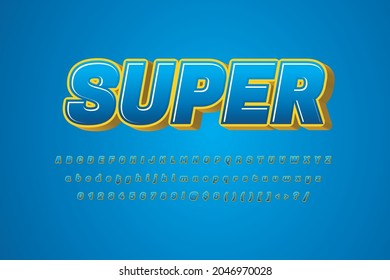 Modern 3D font and alphabet for poster, sticker vector