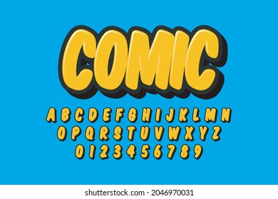 Modern 3D font and alphabet for poster, sticker vector