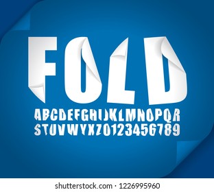 Modern 3d font fold curl bent ribbonin effect in vector format