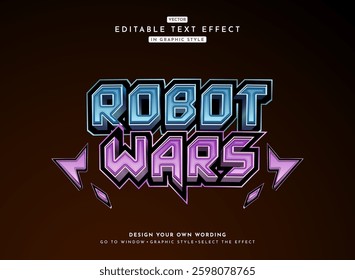 modern 3d futuristic robot wars game logo style text effect