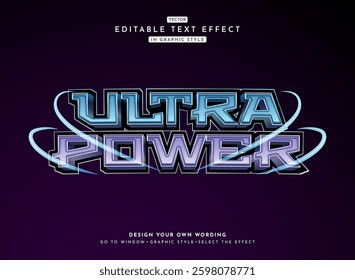 modern 3d futuristic ultra power game logo text effect