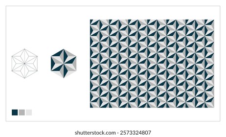 Modern 3D Geometric Hexagon Pattern with Gradient Design