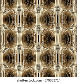 Modern  3d geometric seamless pattern. Abstract luxury surface  background. Elegance wallpaper with  geometrical ornaments. Stylish vector gold texture.