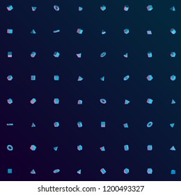 Modern 3D Geometric Shapes Set Pattern Isolated on Dark Background. Science of Math and Geometry