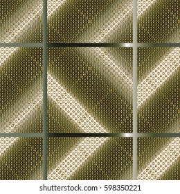 Modern 3d geometric striped seamless pattern. Stylish abstract gold background with squares..Luxury 3d wallpaper. Surface vector trendy gold pattern texture for fabric, textile. Geometric  ornament.