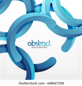 Moderno fondo de estilo geométrico 3d, líneas redondeadas de arco azul. Plantilla de vector