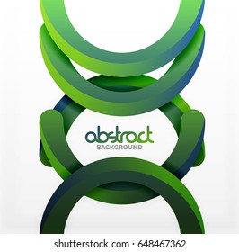 Modern 3d geometrical style background, green arch circular lines. Vector template