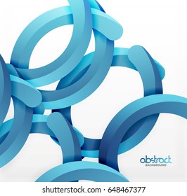 Moderner 3D-geometrischer Hintergrund, blaue Bogenrunden. Vektorgrafik-Vorlage