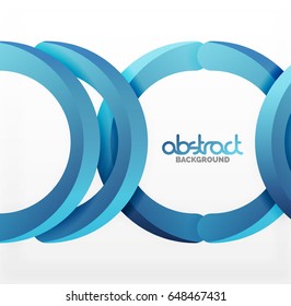 Moderno fondo de estilo geométrico 3d, líneas redondeadas de arco azul. Plantilla de vector