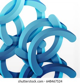 Modern 3d geometrical style background, blue arch circular lines. Vector template