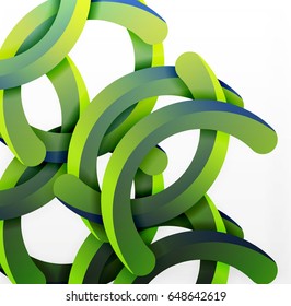 Moderner, geometrischer, 3D-Hintergrund, kreisförmige grüne Linien. Vektorgrafik-Vorlage